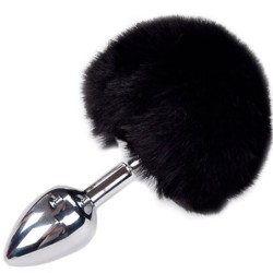 ALIVE - ANAL PLEASURE PLUG LISO METAL POMPON NEGRO TALLA M