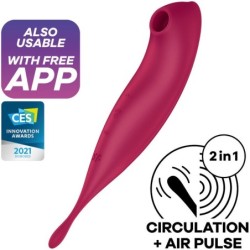 SATISFYER - TWIRLING PRO+ ESTIMULADOR Y VIBRADOR APP ROJO