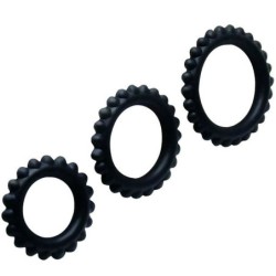 BAILE - TITAN SET 3 PCS COCK RING BLACK 2.8 + 2.4 + 1.9 CM