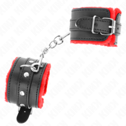 KINK - MUÃ‘EQUERAS FORRADAS PREMIUM ROJO CON CORREA NEGRO AJUSTABLE 17-29 CM X 6 CM