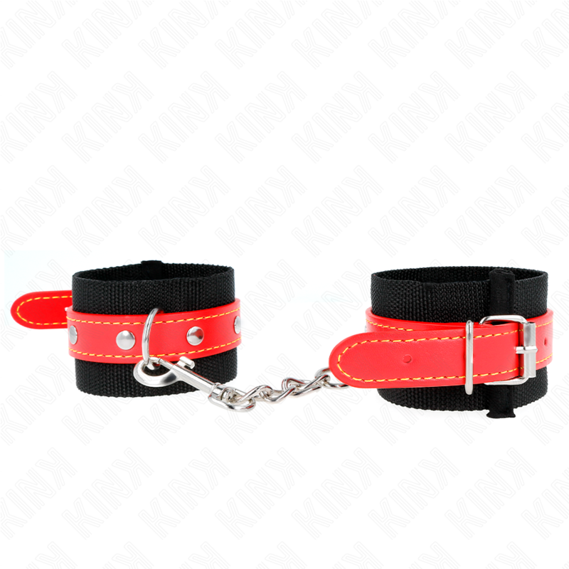 KINK - MUÃ‘EQUERAS DE NYLON NEGRO CON CORREA POLIPIEL ROJO AJUSTABLE 19-24 CM X 5.5 CM