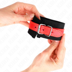 KINK - MUÃ‘EQUERAS DE NYLON NEGRO CON CORREA POLIPIEL ROJO AJUSTABLE 19-24 CM X 5.5 CM