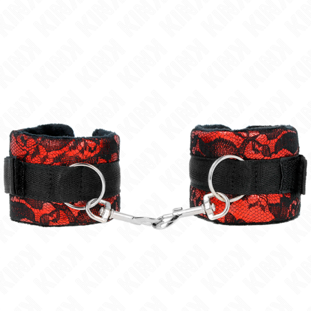 KINK - MUÃ‘EQUERAS CORTAS DE ENCAJE TERCIOPELO Y UNIÃ“N DE NYLON ROJO/NEGRO 23 X 6.5 CM