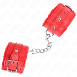 KINK - MUÃ‘EQUERAS FORRADAS PREMIUM ROJO CON CORREA ROJO AJUSTABLE 17-29 CM X 6 CM