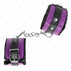 KINK - MUÃ‘EQUERAS FORRADAS PREMIUM NEGRO CON CORREA VIOLETA / NEGRO AJUSTABLE 17-29 CM X 6 CM