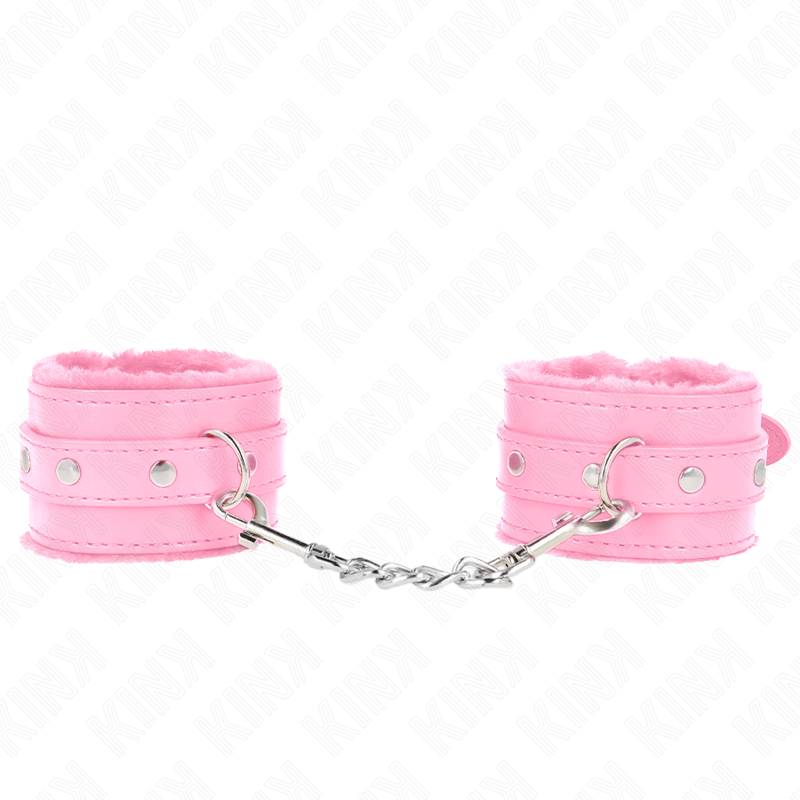 KINK - MUÃ‘EQUERAS FORRADAS PREMIUM ROSA CON CORREA ROSA AJUSTABLE 17-29 CM X 6 CM