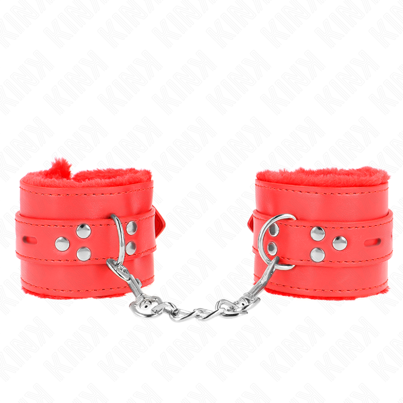 KINK - MUÃ‘EQUERAS FORRADAS CON AGUJEROS CUADRADOS ROJO Y CORREA ROJO AJUSTABLE 17-29 CM X 6 CM