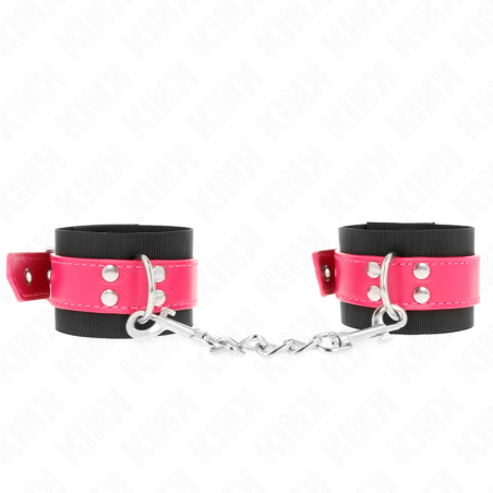 KINK - MUÃ‘EQUERAS DE NYLON NEGRO CON CORREA POLIPIEL FUSCIA AJUSTABLE 19-29 CM X 5.1 CM