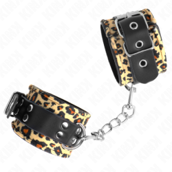 KINK - MUÃ‘EQUERAS DE CUERO ESTILO LEOPARDO AJUSTABLE 18-29 CM X 5.5 CM