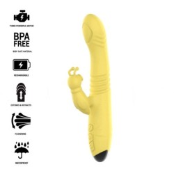 INTENSE - TOKY VIBRADOR MULTIFUNCIÃ“N RECARGABLE UP & DOWN CON ESTIMULADOR DE CLITORIS AMARILLO