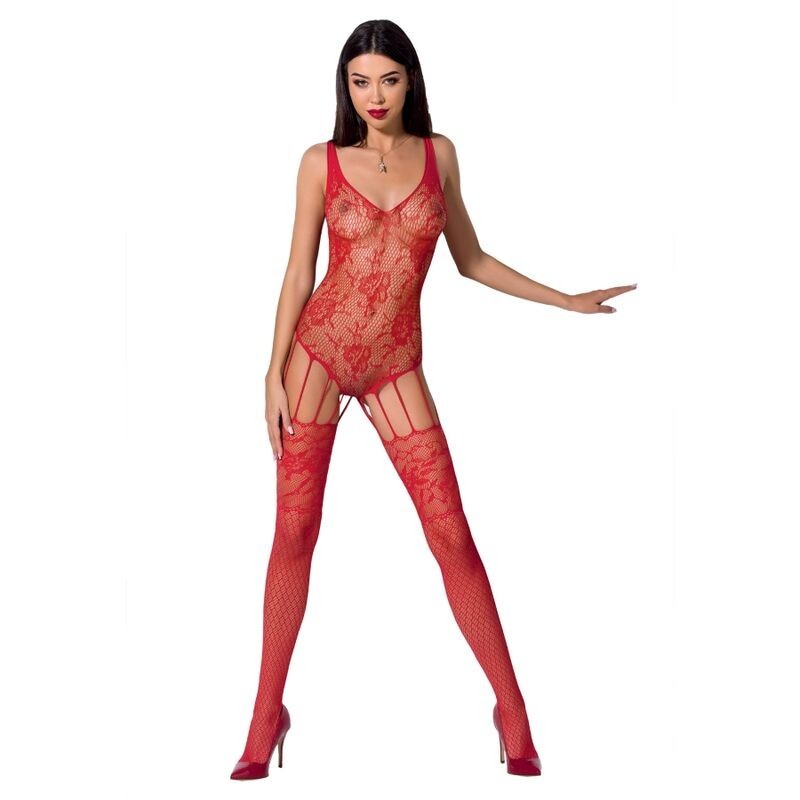 PASSION - WOMAN BS074 BODYSTOCKING TALLA UNICA ROJO