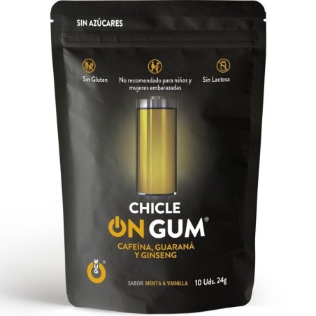 WUG GUM - ON CHICLE CAFEÃNA, GINSENG Y GUARANÃ 10 UNIDADES