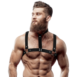 FETISH SUBMISSIVE ATTITUDE - ARNÃ‰S AJUSTABLE ECOPIEL PECHO CON COLLAR HOMBRE