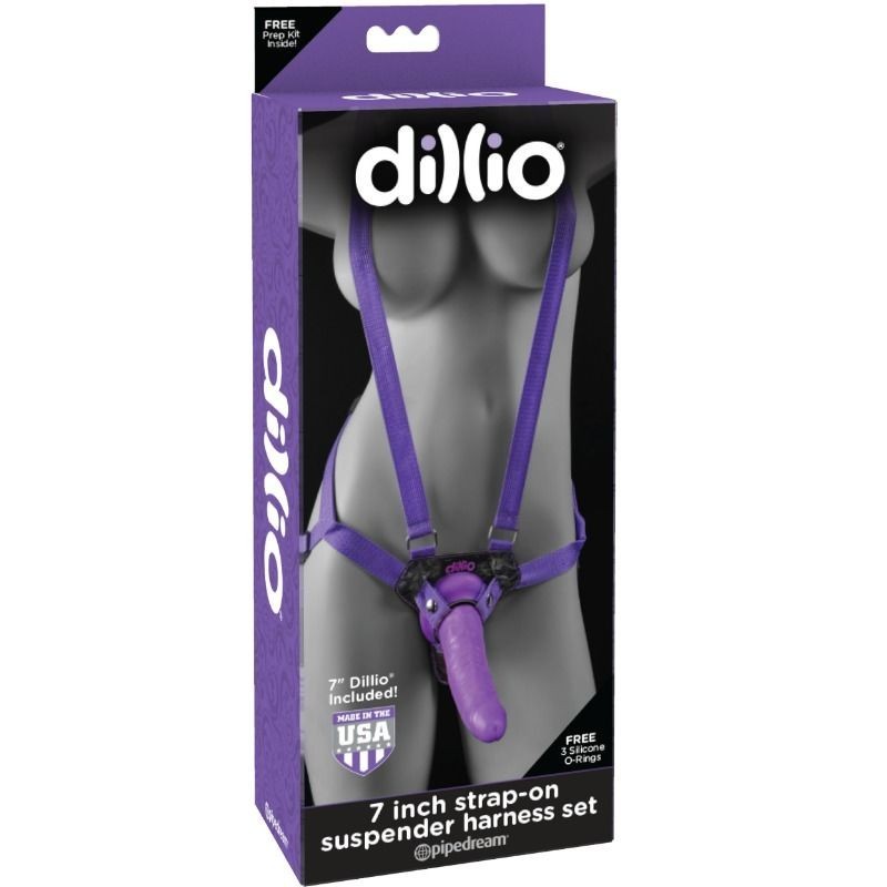 DILLIO - ARNES STRAP ON CON TIRANTES Y DILDO 17.8 CM