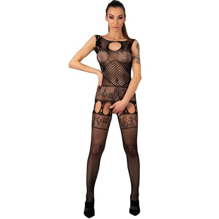 LIVCO CORSETTI FASHION - AMBROISE LC 17352 BODYSTOCKING CROTCHLESS NEGRO TALLA ÃšNICA