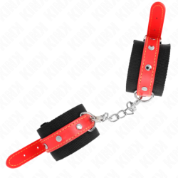 KINK - MUÃ‘EQUERAS DE NYLON NEGRO CON CORREA POLIPIEL ROJO AJUSTABLE 19-24 CM X 5.5 CM