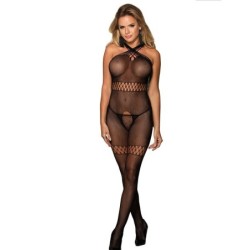 SUBBLIME - 951948 BODYSTOCKING DE REJILLA CON TIRANTES DE CUELLO CRUZADOS NEGRO TALLA ÃšNICA