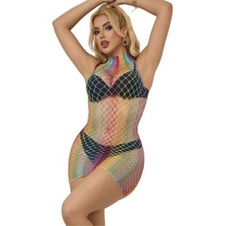 SUBBLIME - 952433 BODYSTOCKING DE REJILLA SIN MANGAS CON CUELLO ALTO ARCOIRIS TALLA ÃšNICA