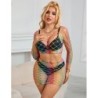 SUBBLIME - 952440 BODYSTOCKING DE REJILLA 2 PIEZAS MANGA LARGA ARCOIRIS TALLA ÃšNICA