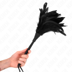 KINK - PLUMAS DE POLLO PARA COSQUILLAS CON FORMA CUERNO DE CRIADA NEGRO 36 CM