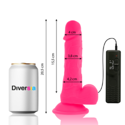 DIVERSIA - DILDO FLEXIBLE CON VIBRACION ROSA 20.5 CM -O- 4.2 CM