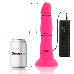 DIVERSIA - DILDO FLEXIBLE CON VIBRACION ROSA 23 CM -O- 4.3 CM