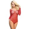 SUBBLIME - 952303 BODYSTOCKING DE REJILLA BRILLANTE CON HOMBROS DESCUBIERTOS MANGA LARGA ROJO TALLA 