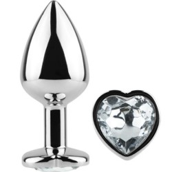 SECRETPLAY - METAL BUTT PLUG CORAZÃ“N TRANSPARENTE TALLA S 7 CM