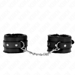 KINK - MUÃ‘EQUERAS FORRADAS PREMIUM NEGRO CON CORREA NEGRO AJUSTABLE 17-29 CM X 6 CM