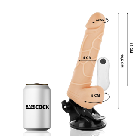 BASECOCK - VIBRADOR REALISTICO CONTROL REMOTO NATURAL CON TESTICULOS 19.5 CM -O- 4 CM