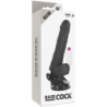 BASECOCK - VIBRADOR REALISTICO CONTROL REMOTO NEGRO CON TESTICULOS 19.5 CM -O- 4 CM