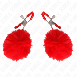 KINK - PINZAS PARA PEZONES CON POMPÃ“N ROJO 6 CM