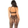 LEG AVENUE - BODYSTOCKING CROTCHLESS DE REJILLA NEGRO TALLA ÃšNICA