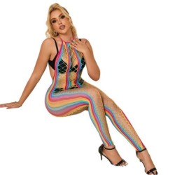 SUBBLIME - 952358 VESTIDO DE REJILLA CUELLO HALTER ARCOIRIS TALLA ÃšNICA