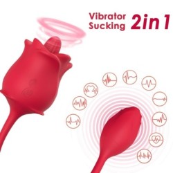 ARMONY - ROSA 2 EN 1 ESTIMULADOR SUCCIÃ“N & VIBRADOR 10 MODOS CON COLA ROJO