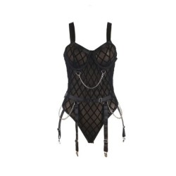 SUBBLIME - 954260 BODY CON CADENAS + LIGUEROS NEGRO S/M