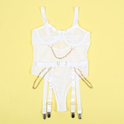 SUBBLIME - 954284 BODY CON CADENAS + LIGUEROS BLANCO S/M