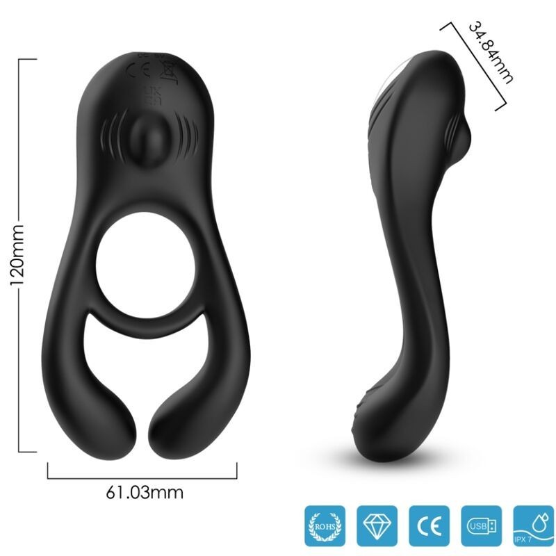 ARMONY - VEYRON ANILLO VIBRADOR DOBLE PINZA NEGRO