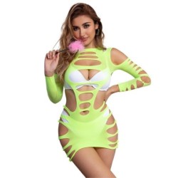 SUBBLIME - 952280 VESTIDO DE REJILLA ELSTICO MANGA LARGA VERDE TALLA ÃšNICA