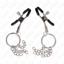 KINK - PINZAS PARA PEZONES CON ARO Y PEQUEÑAS CADENAS PLATEADO 6 CM