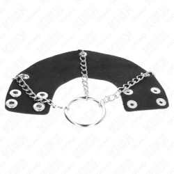 KINK - ANILLO PENE 4 CM CADENA 7 CM METAL CON CINTURÓN CUERO