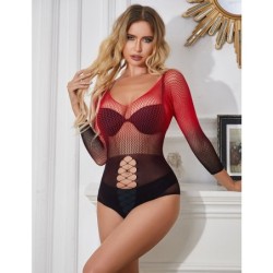 SUBBLIME - 952259 VESTIDO DE REJILLA ELSTICO MANGA LARGA DEGRADADO ROJO Y NEGRO TALLA ÚNICA